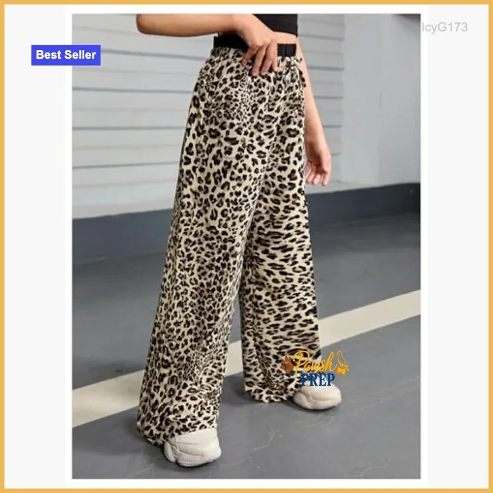 Girls Wide Leg Palazzo Pants with Drawstring Waist and Pockets